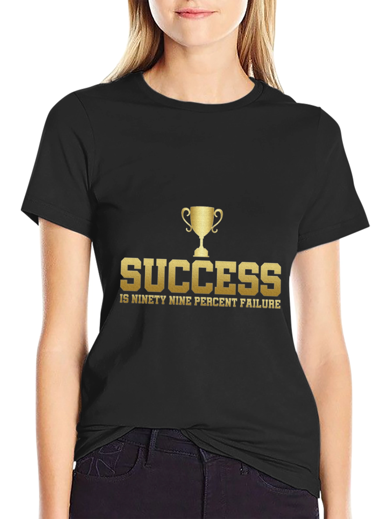Success Quote Graphic Tee - Black Cotton Blend