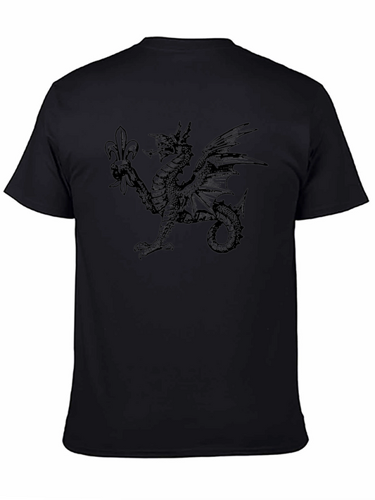 Dragon & Fleur-de-lis Graphic Black T-Shirt