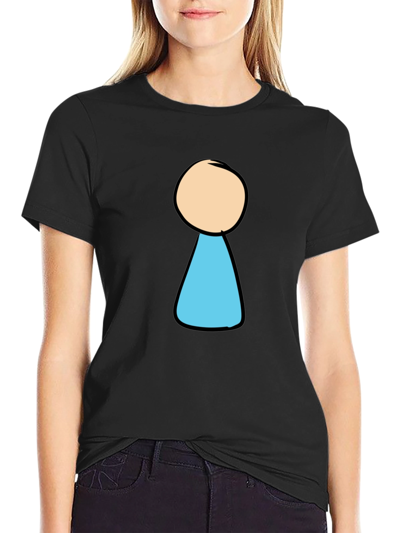 Black T-Shirt with Cartoon Keyhole Design