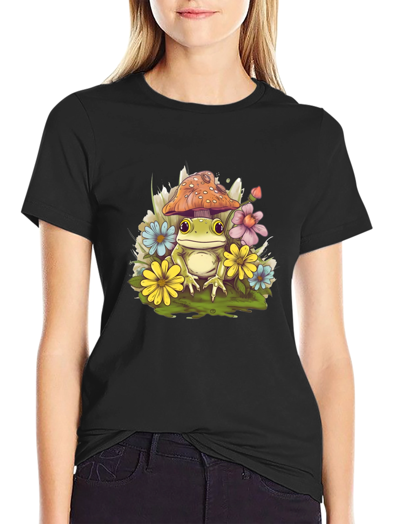 Mushroom Frog Graphic Tee - Whimsical Comfort