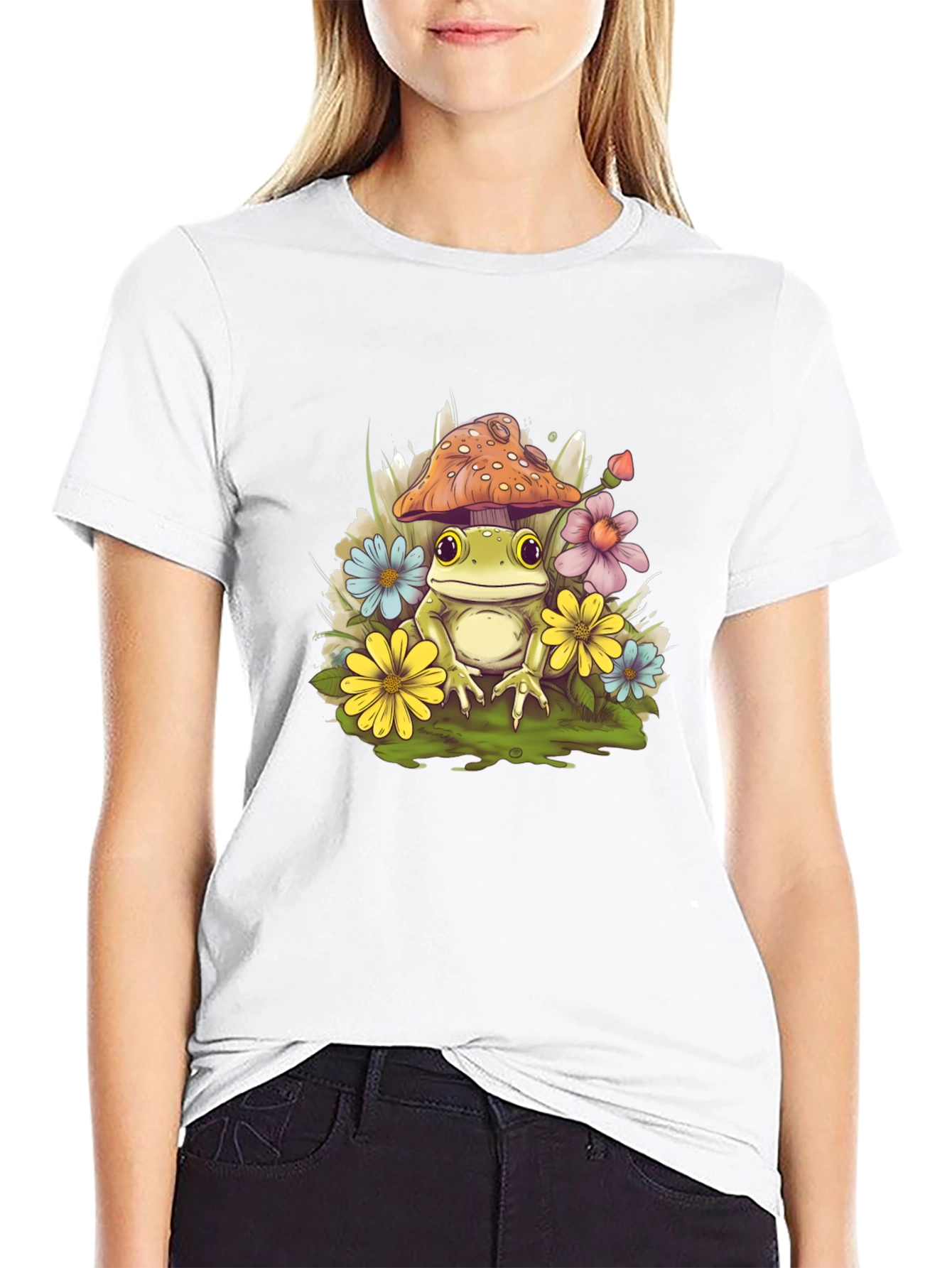 Mushroom Frog Graphic Tee - Whimsical Comfort