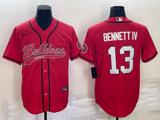 Men's Georgia Bulldogs Stetson Bennett #13 Red Game Player Jersey