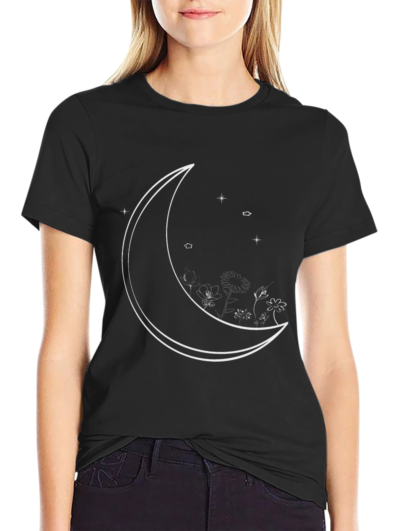 Celestial Moon Graphic Tee - Mens Black T-Shirt