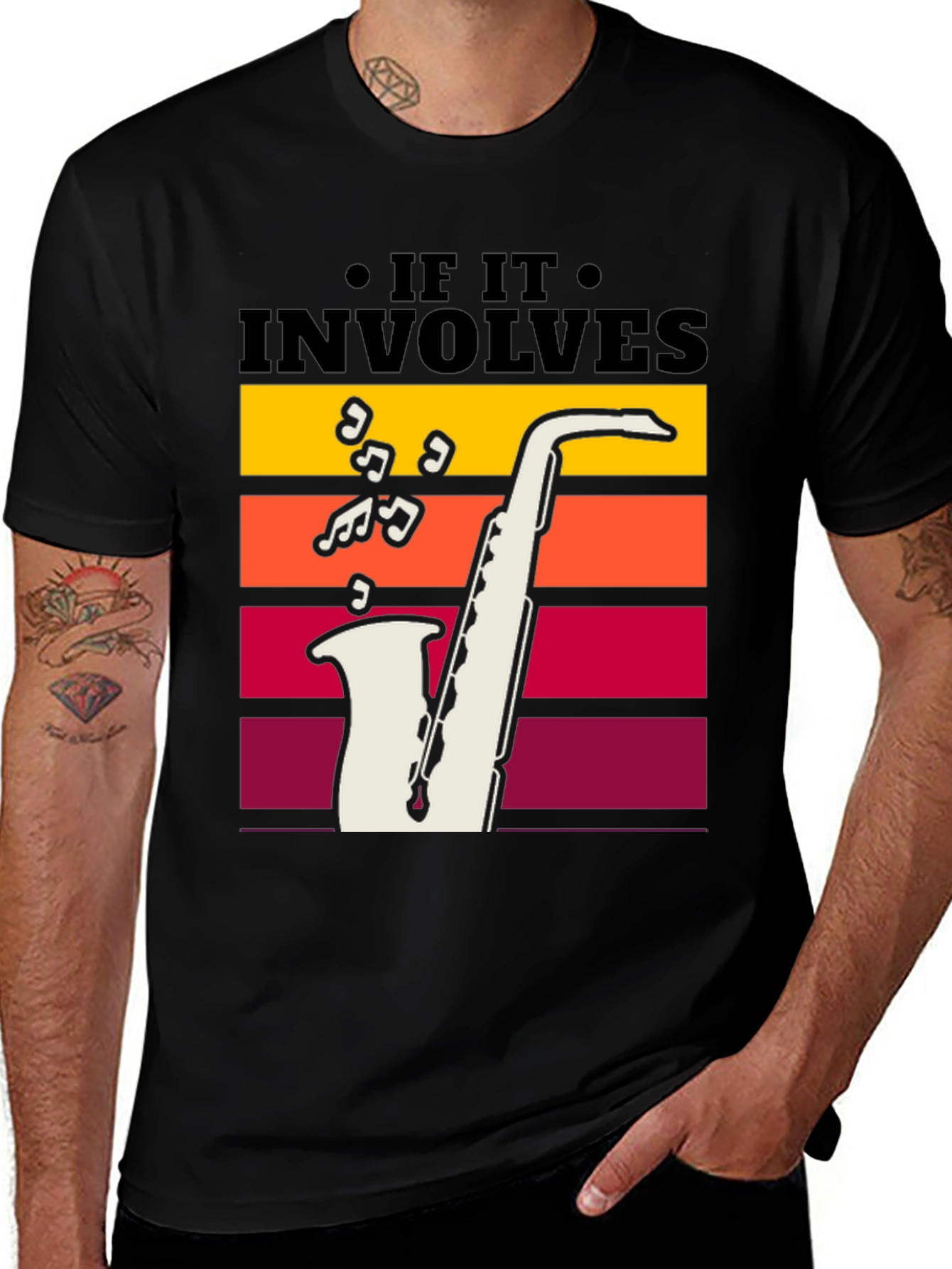 If It Involves Saxophone Black T-Shirt