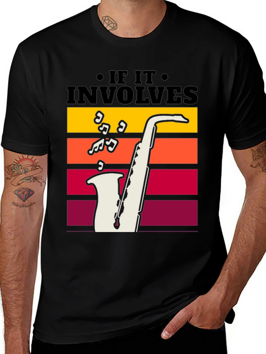 If It Involves Saxophone Black T-Shirt