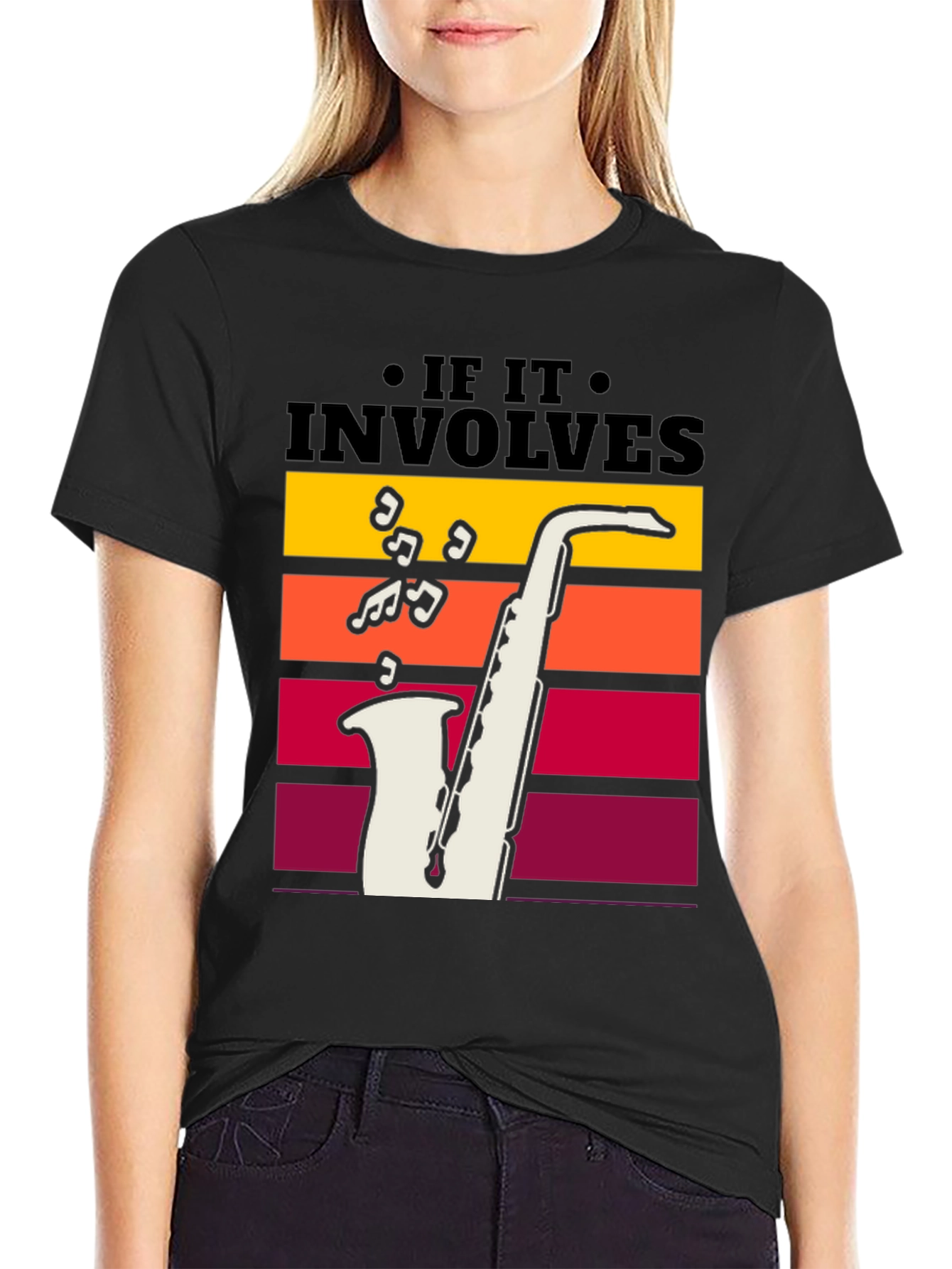 If It Involves Saxophone Black T-Shirt