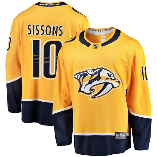 Men's Nashville Predators Colton Sissons #10 Gold Breakaway Player Jerseys