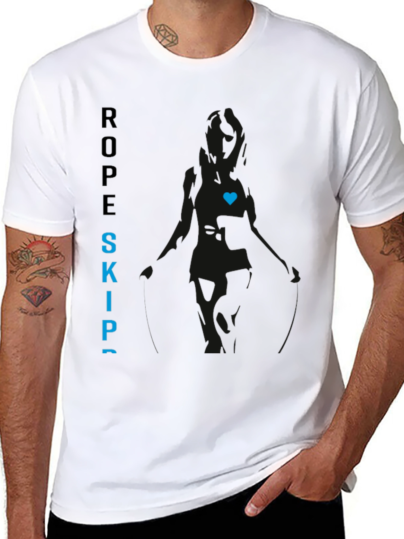 Black Rope Skip Tee with Heart
