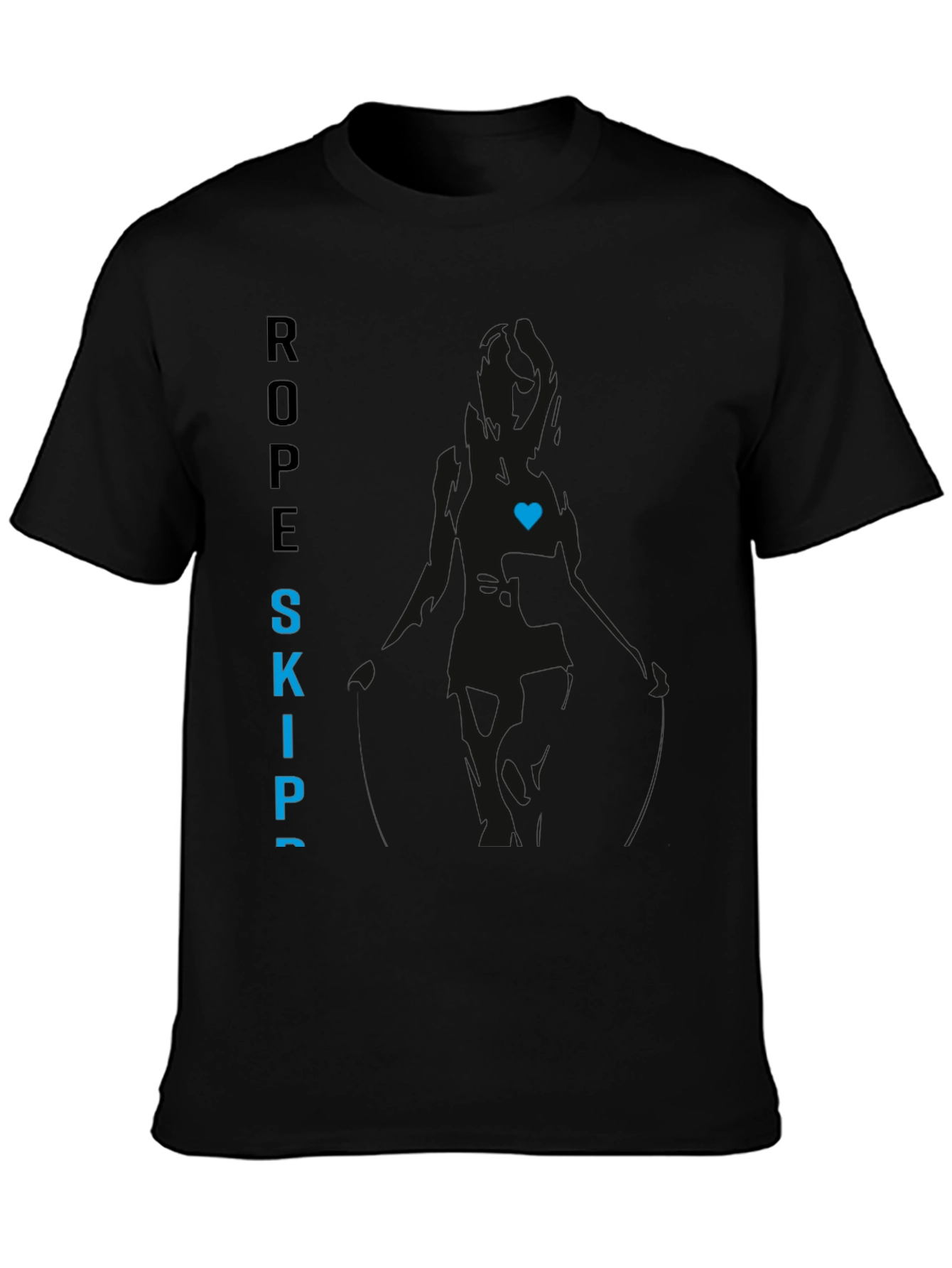 Black Rope Skip Tee with Heart