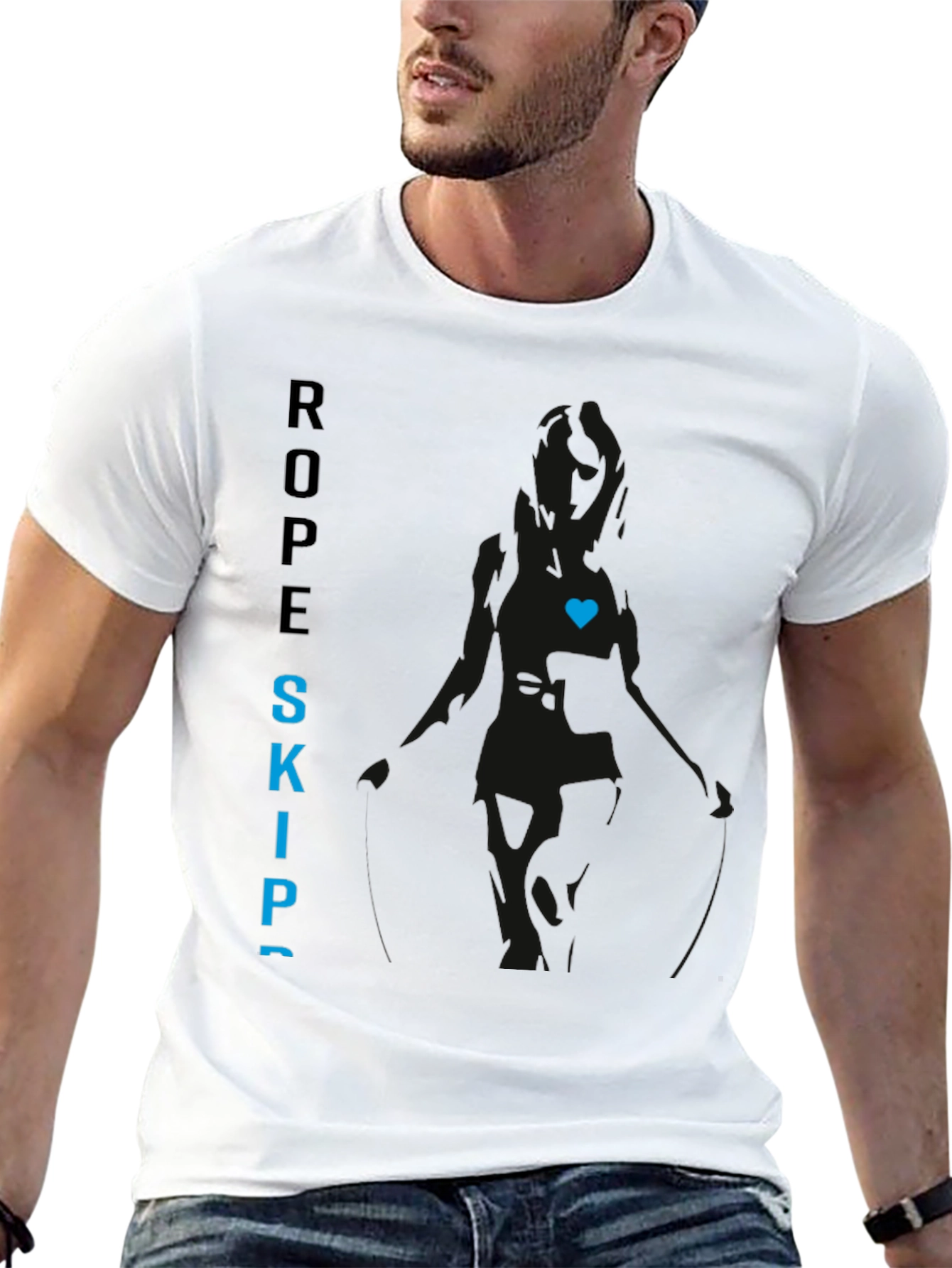 Black Rope Skip Tee with Heart
