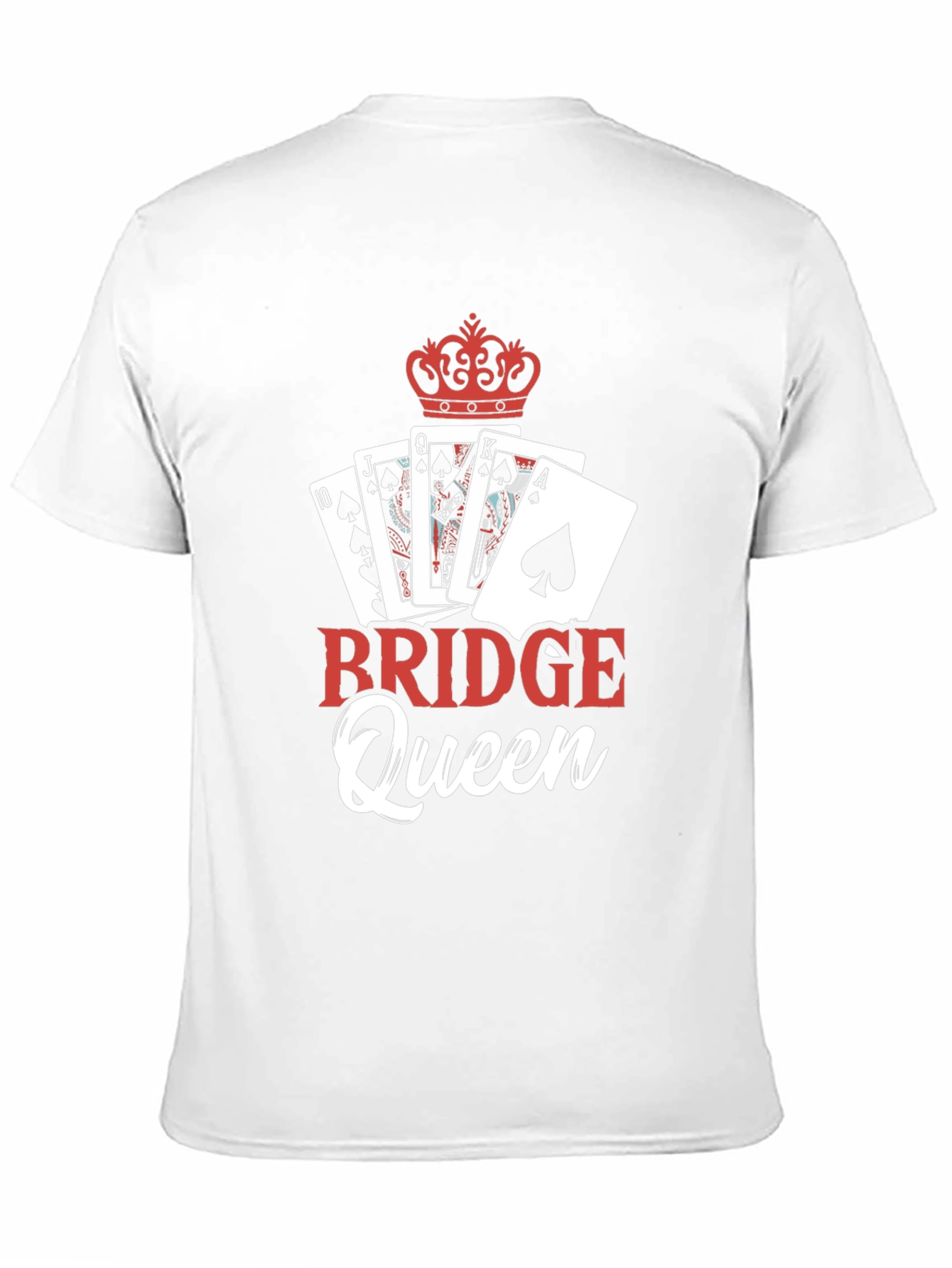 Bridge Queen T-Shirt: Playing Cards & Crown Design