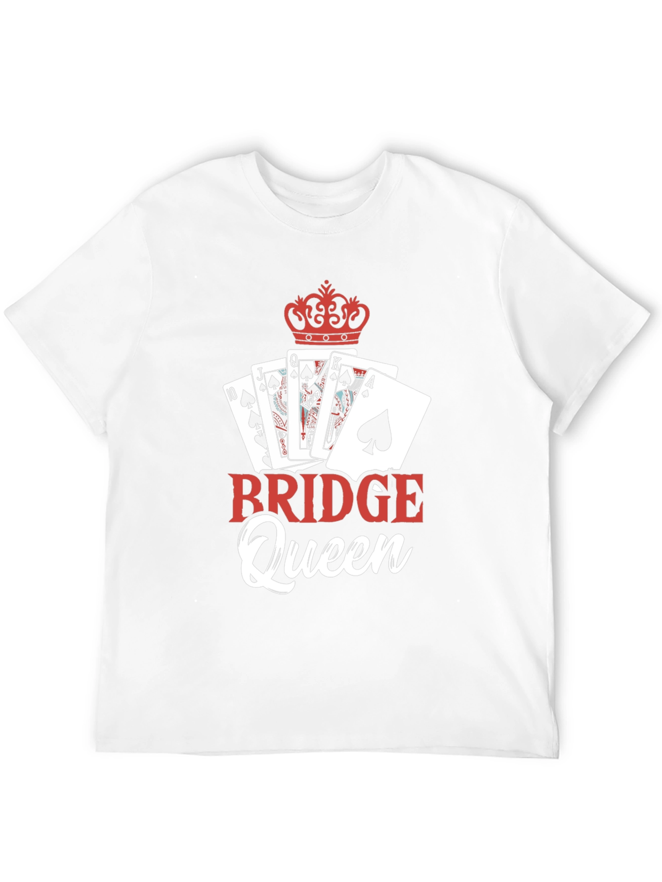 Bridge Queen T-Shirt: Playing Cards & Crown Design
