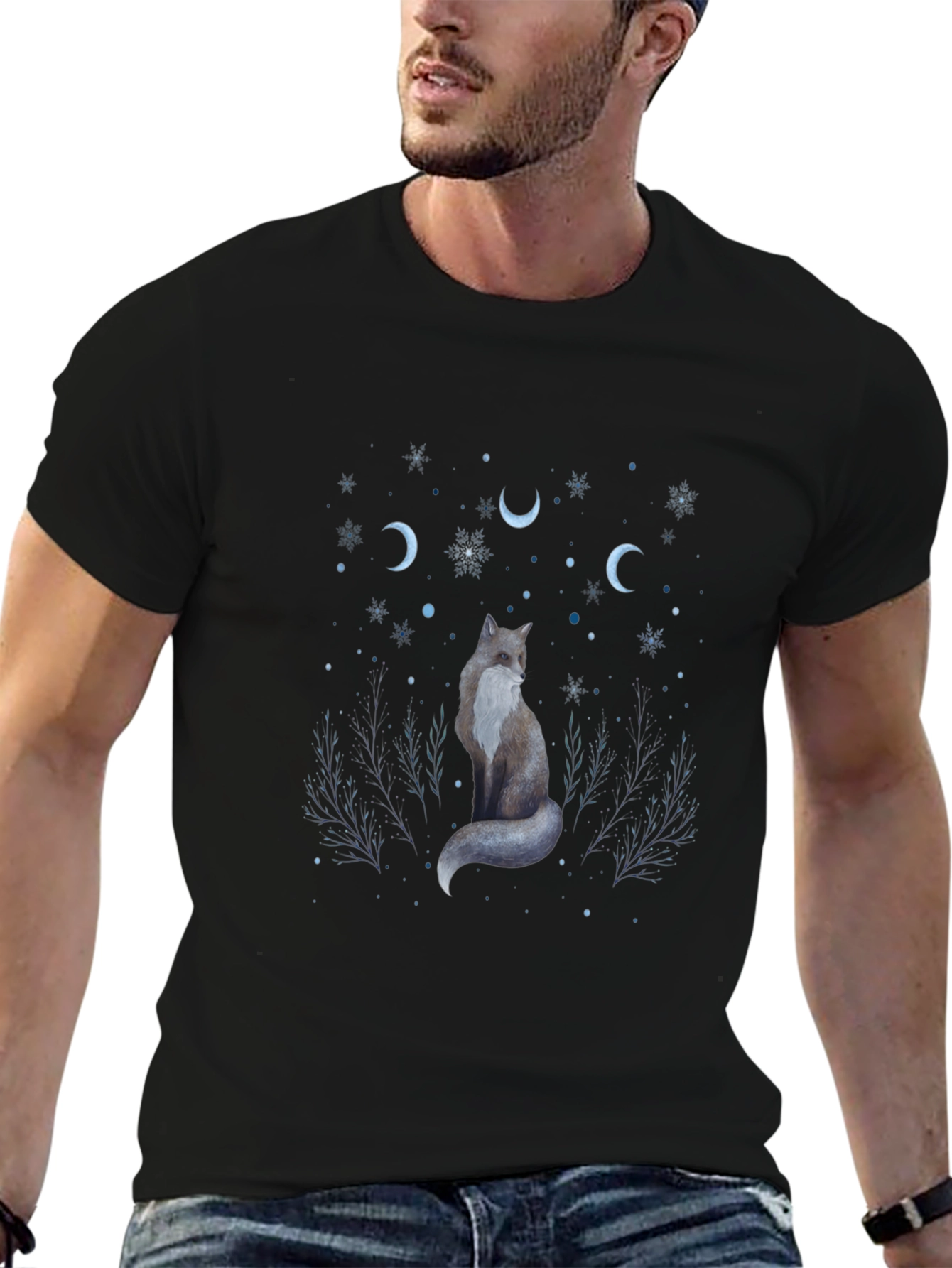 Mystic Fox Graphic Tee - Black Cotton T-Shirt