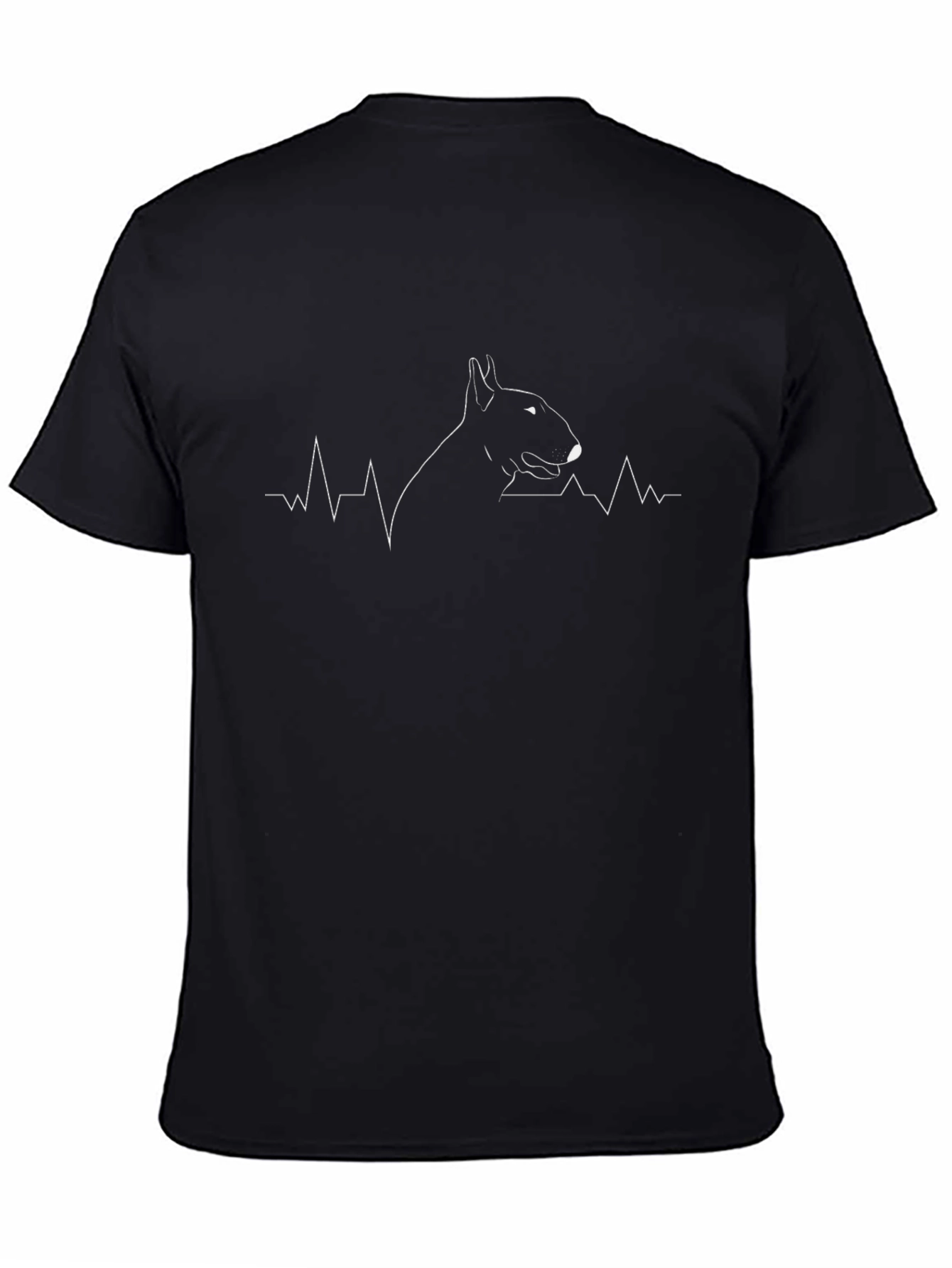 Dog Heartbeat Line Art Black T-Shirt