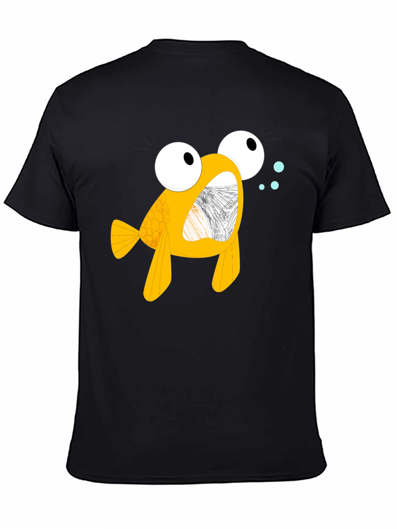 Cartoon Goldfish Black T-Shirt