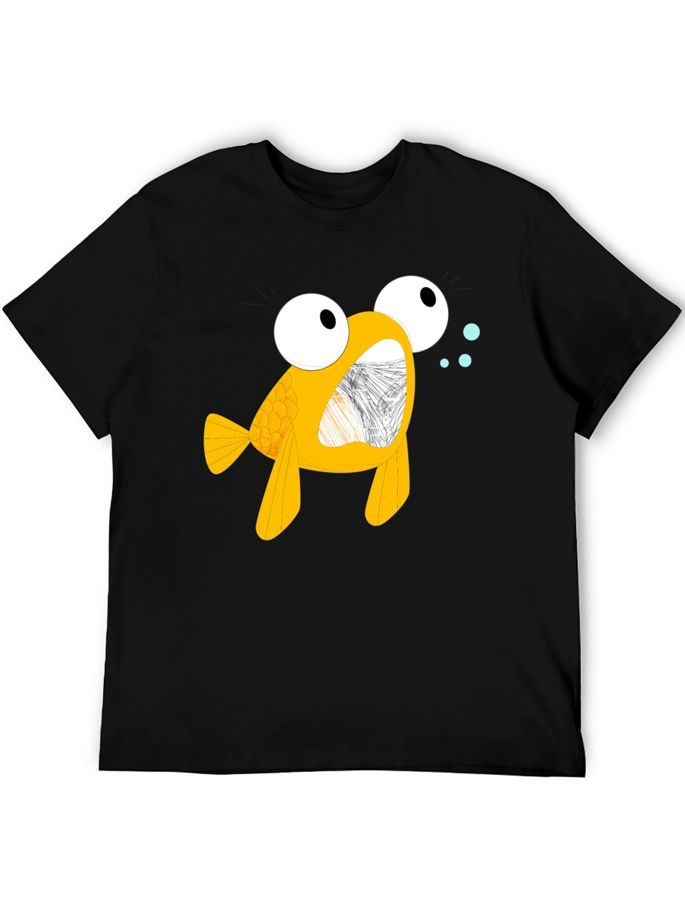 Cartoon Goldfish Black T-Shirt