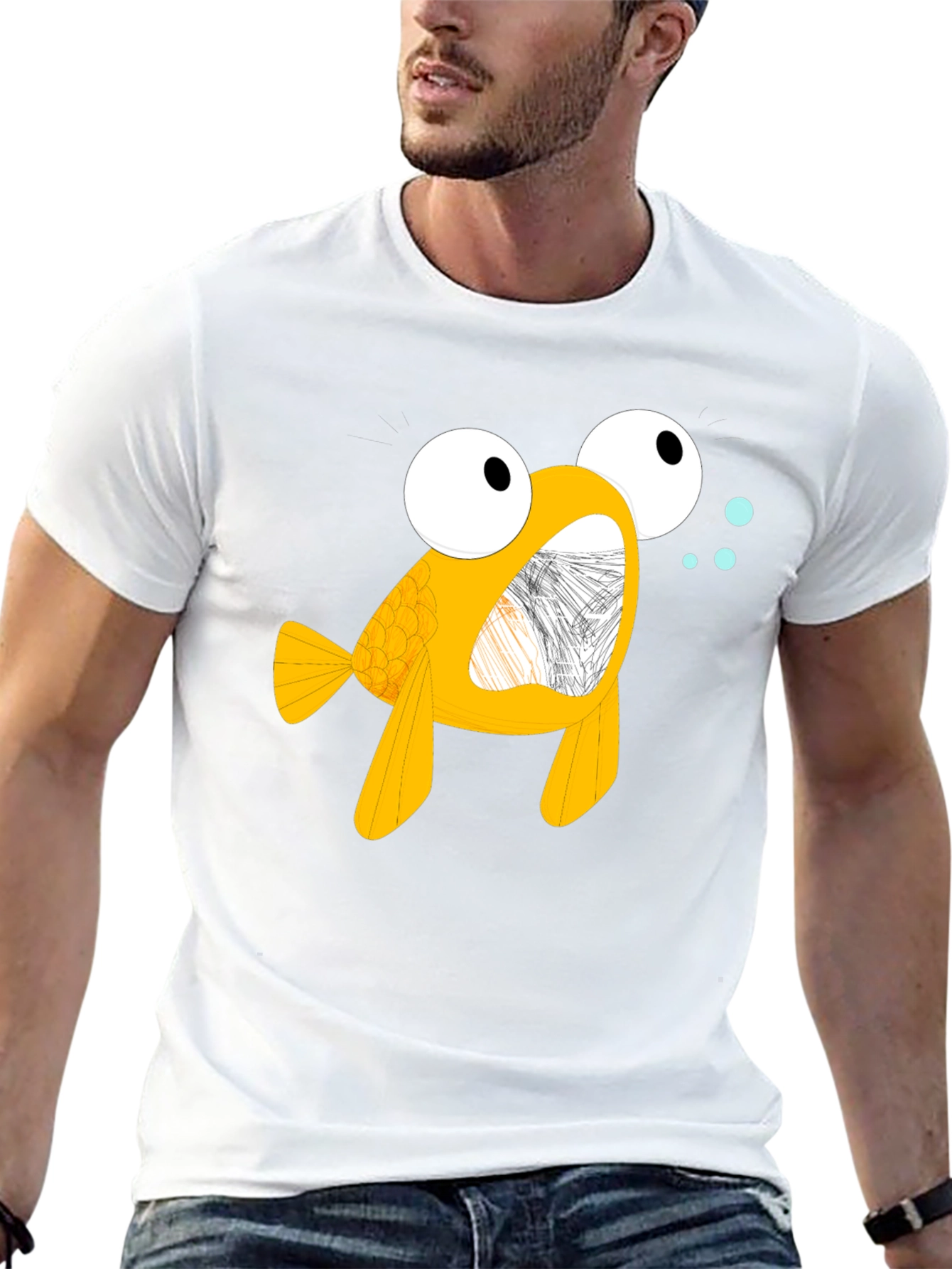 Cartoon Goldfish Black T-Shirt