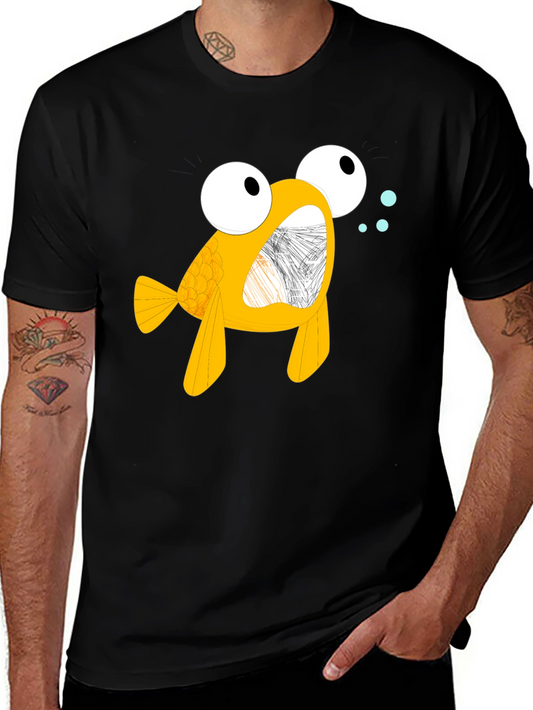 Cartoon Goldfish Black T-Shirt