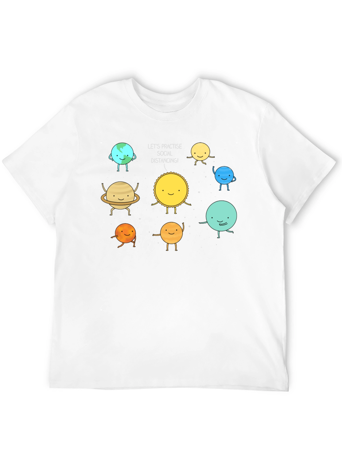 Social Distancing Planets Graphic Black T-Shirt