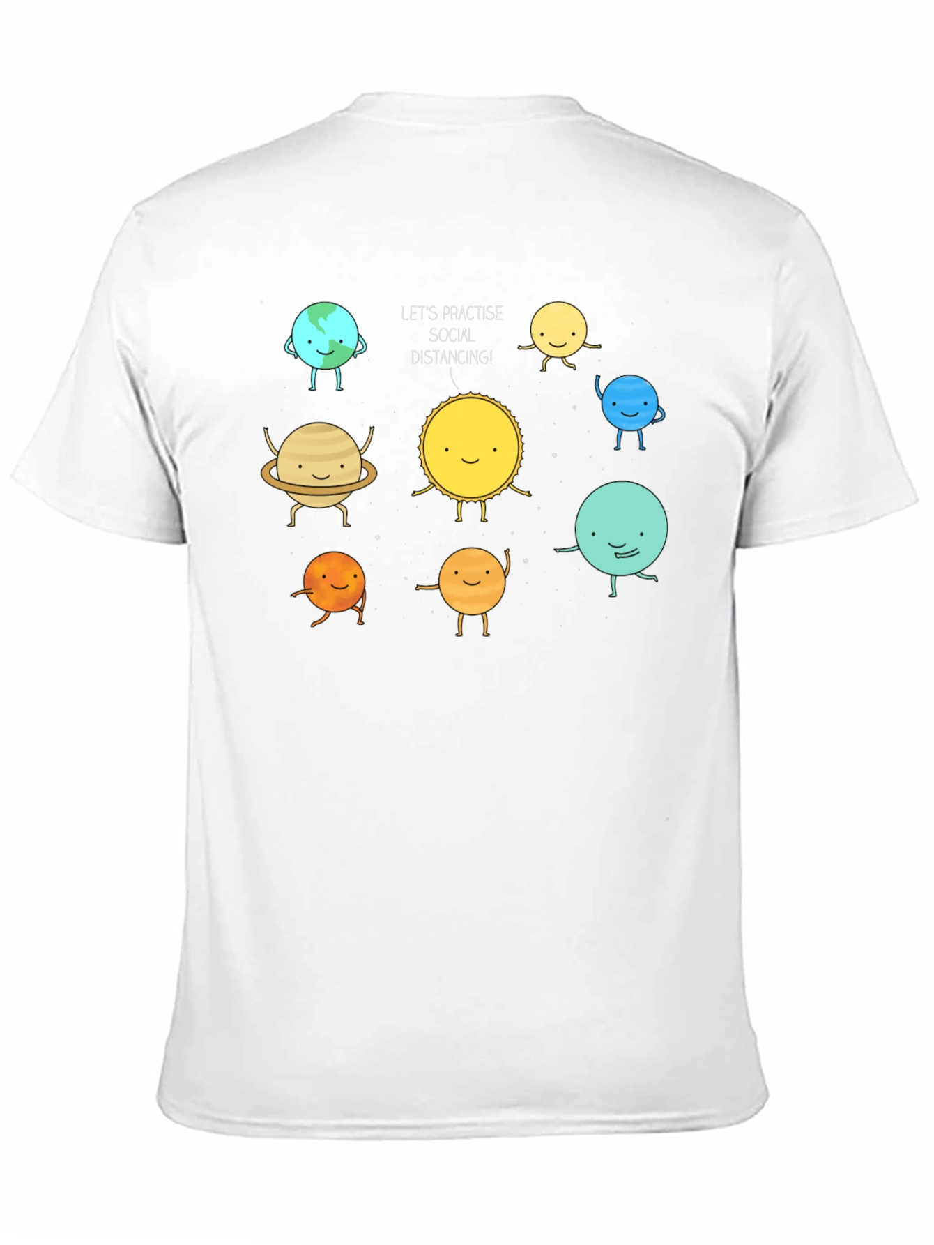 Social Distancing Planets Graphic Black T-Shirt