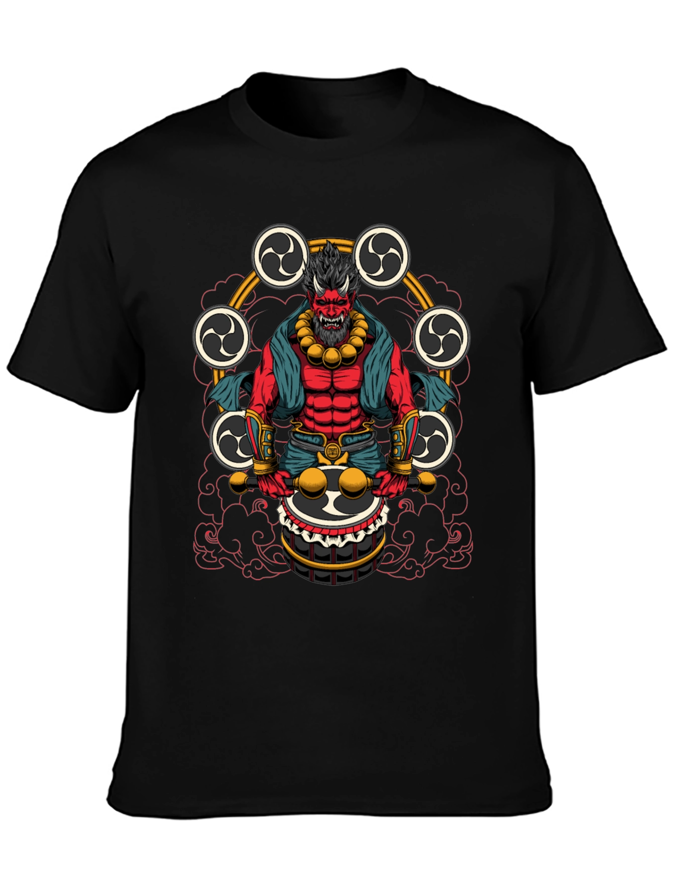 Japanese Oni Drummer T-Shirt - Unique Design
