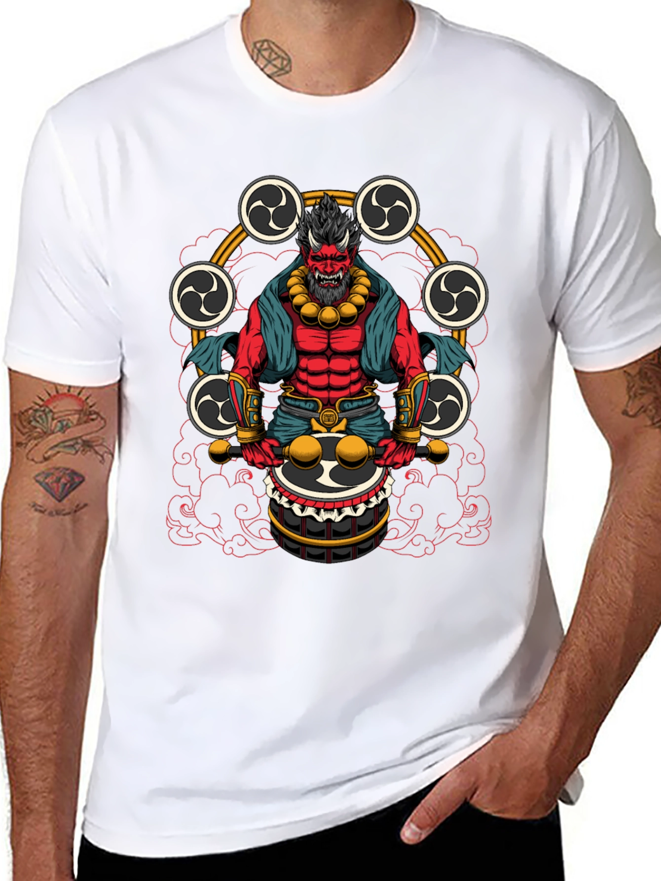 Japanese Oni Drummer T-Shirt - Unique Design