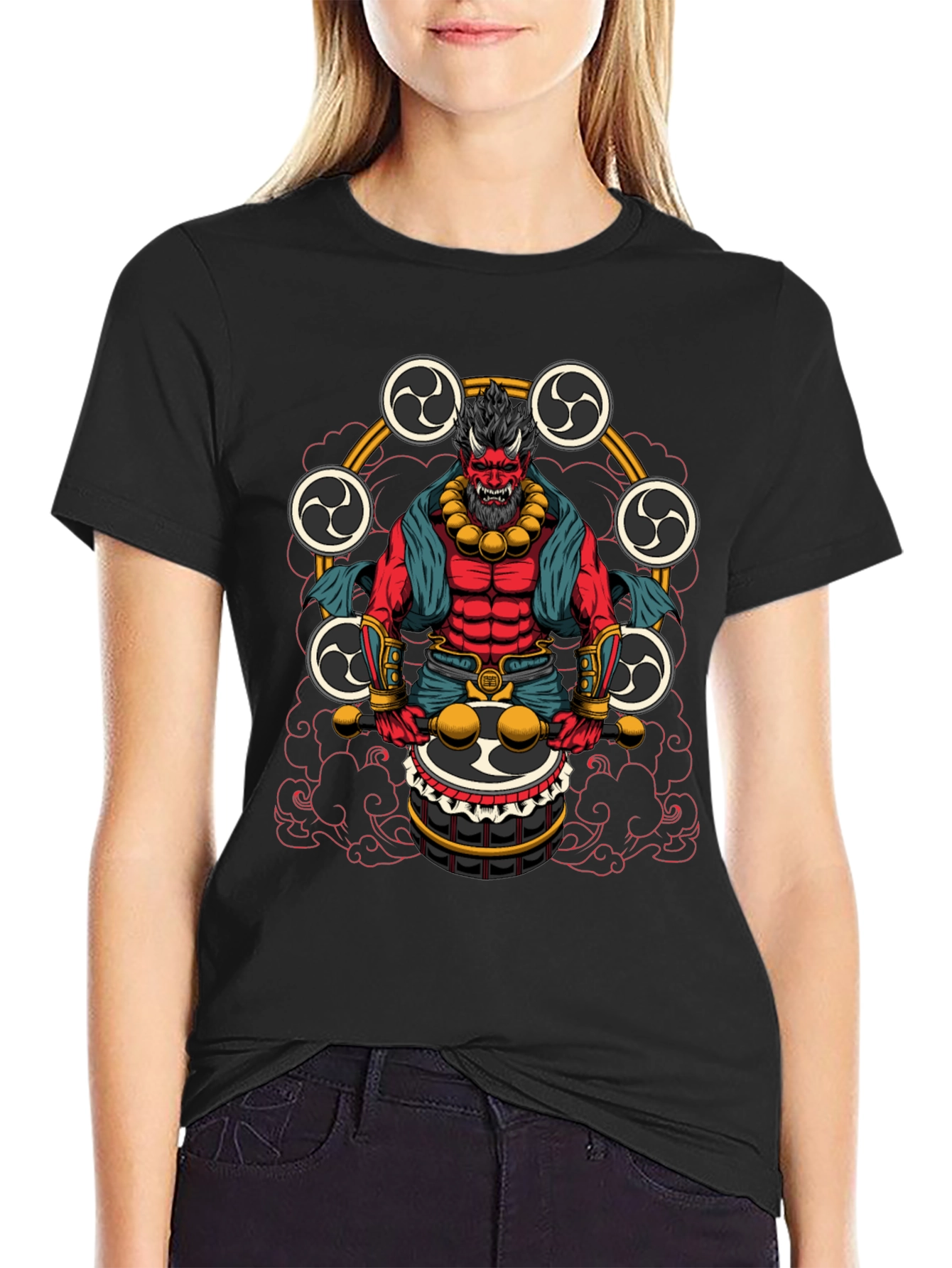Japanese Oni Drummer T-Shirt - Unique Design