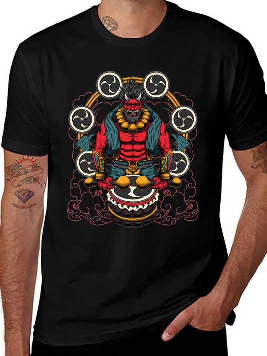 Japanese Oni Drummer T-Shirt - Unique Design