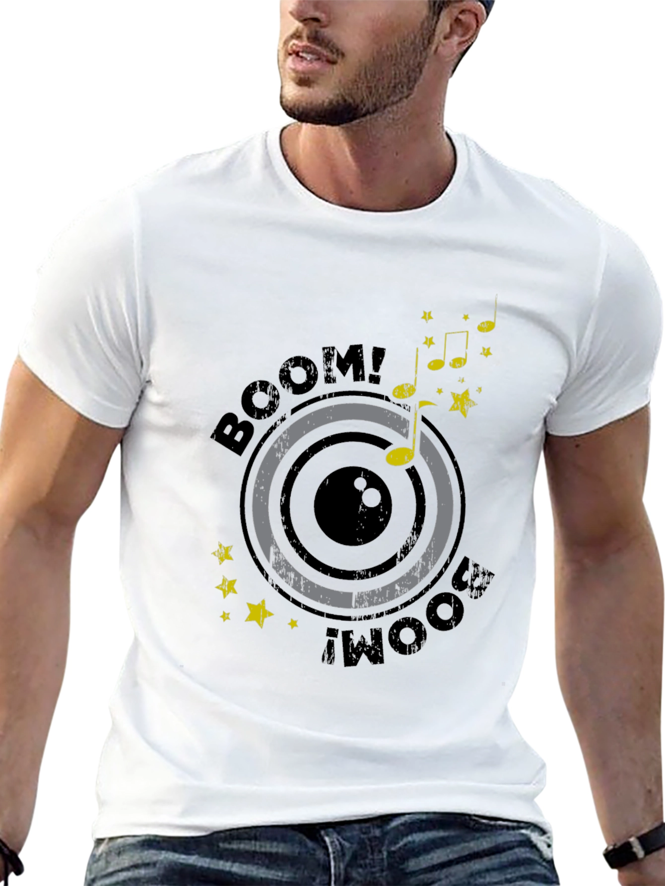 Boom! Music Graphic Tee - Stylish Black Cotton T-Shirt