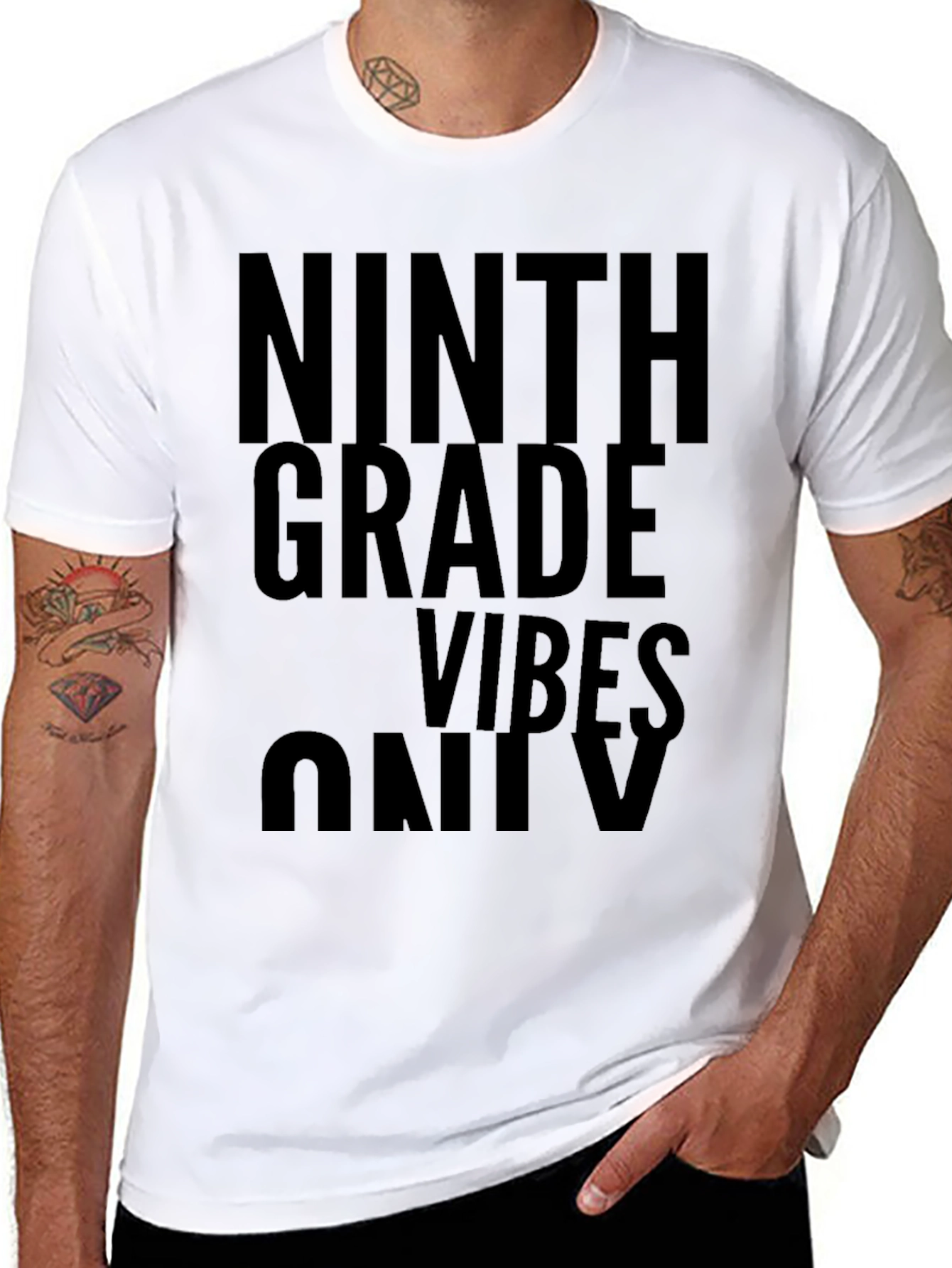 Ninth Grade Vibes Only Black Graphic Tee
