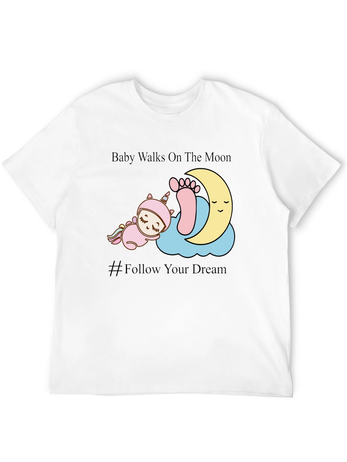 Baby Walks on The Moon Black Graphic Tee