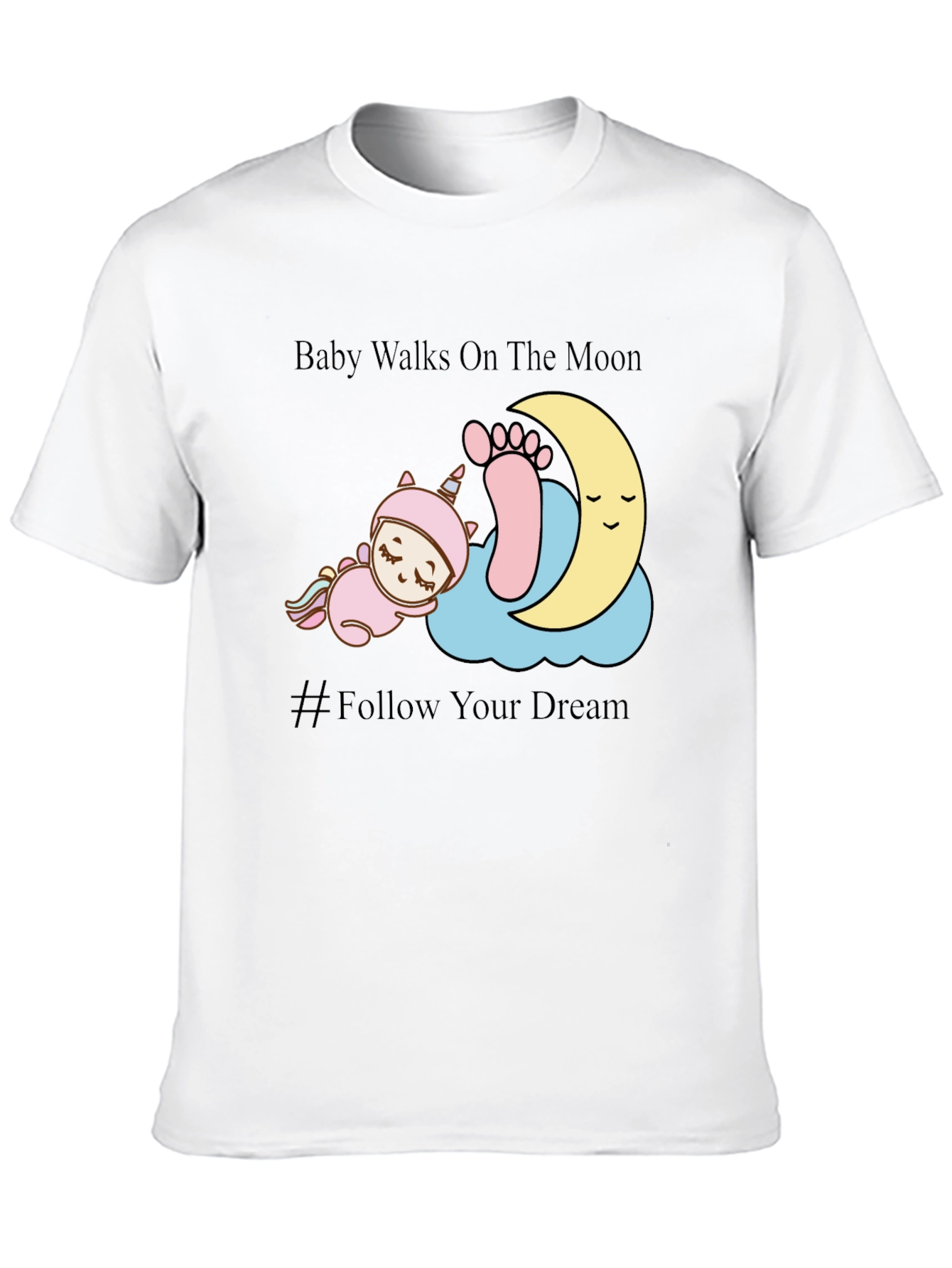 Baby Walks on The Moon Black Graphic Tee
