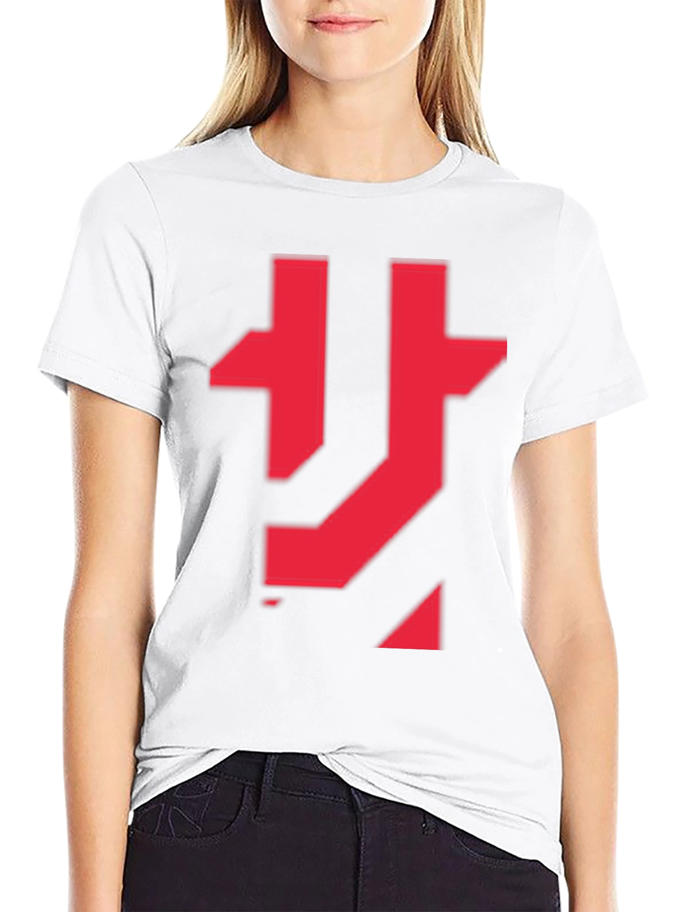 Abstract Red Graphic Print Black T-Shirt