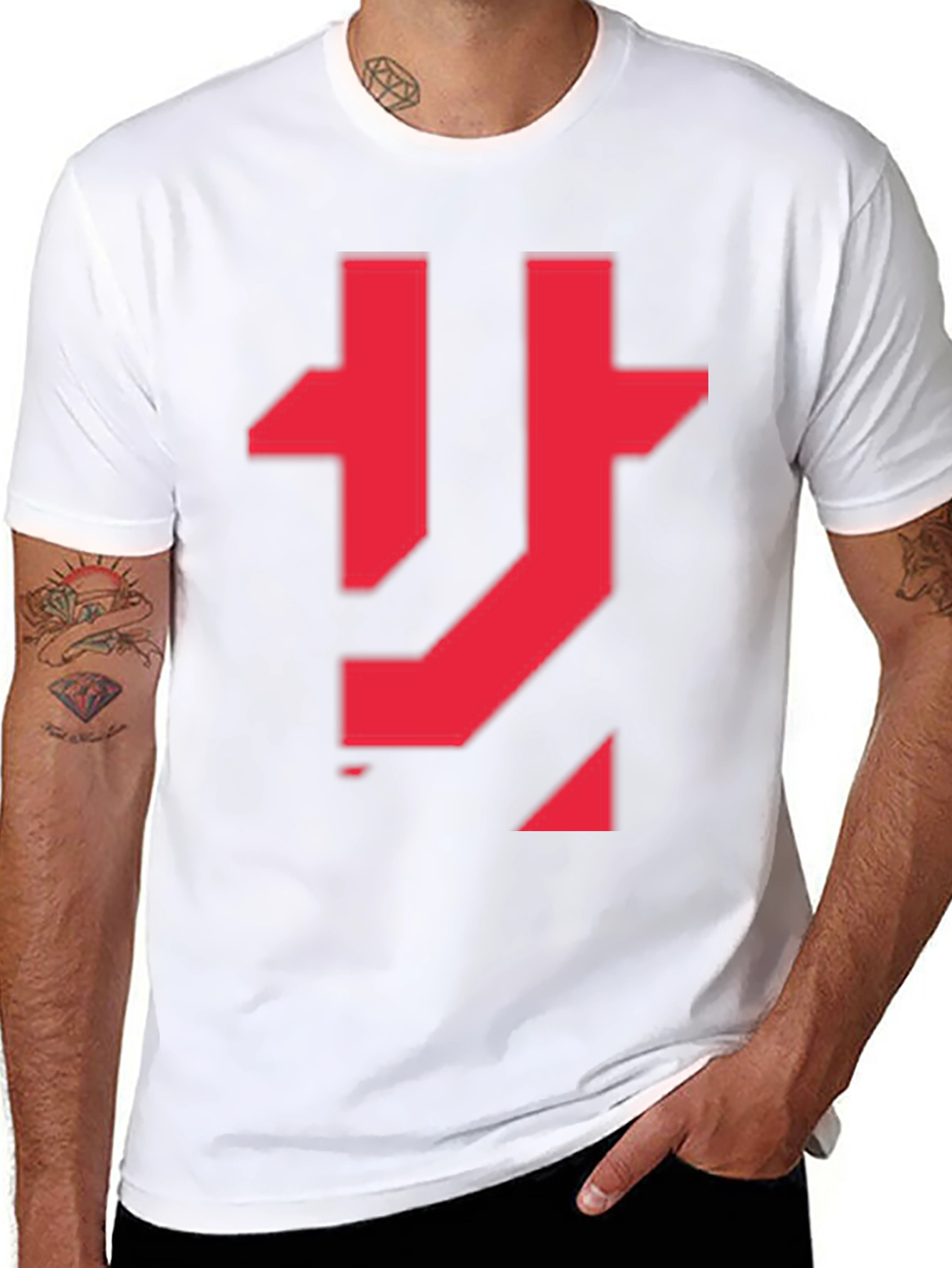 Abstract Red Graphic Print Black T-Shirt
