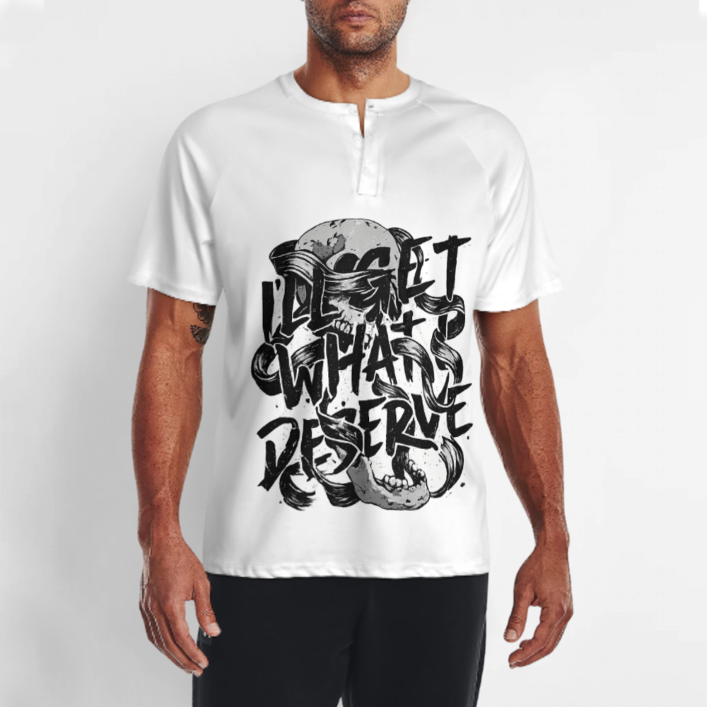 “I’ll Get What I Deserve” Skull Graphic T-Shirt – Dark Grunge Streetwear Goth Punk Tee(z364)
