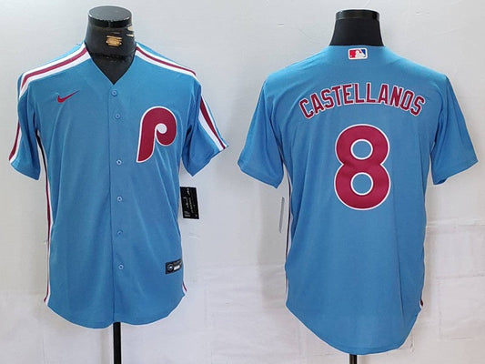 Men's Philadelphia Phillies Nick Castellanos #8 Light Blue Alternate Limited Jerseys