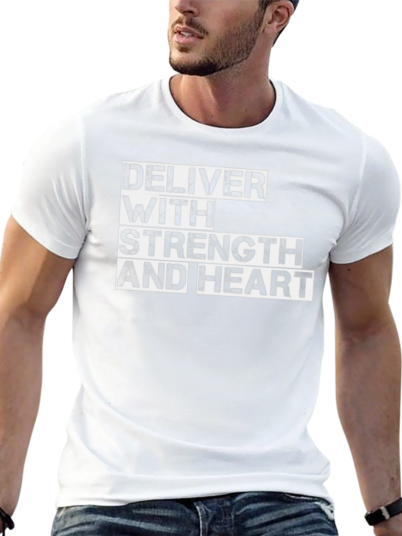 Deliver with Strength and Heart - Mens Black T-Shirt
