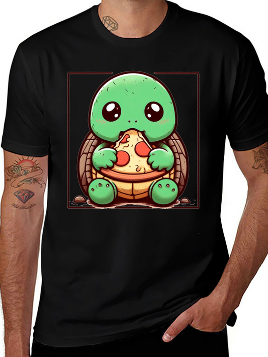 Turtle Eating Pizza Graphic T-Shirt