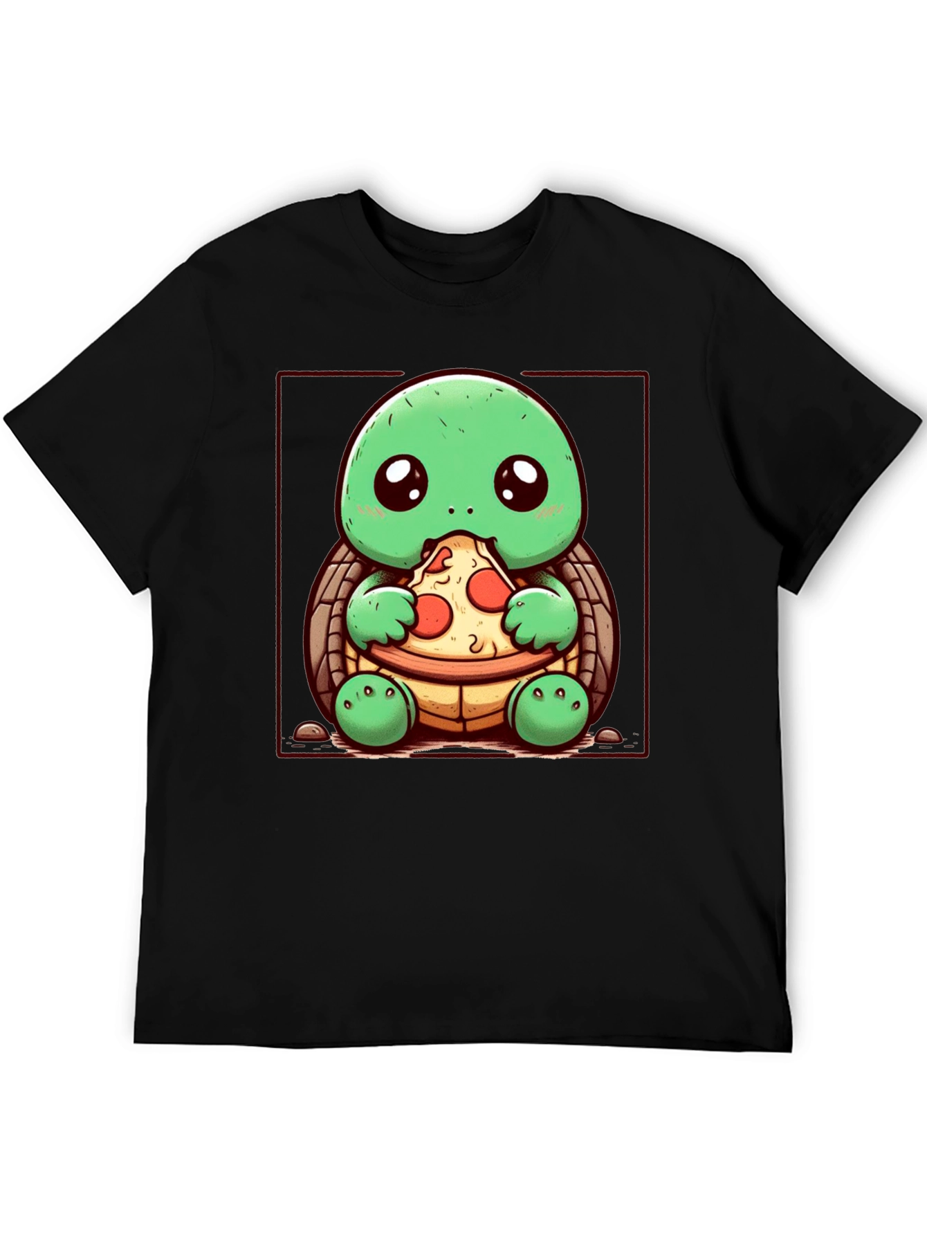 Turtle Eating Pizza Graphic T-Shirt