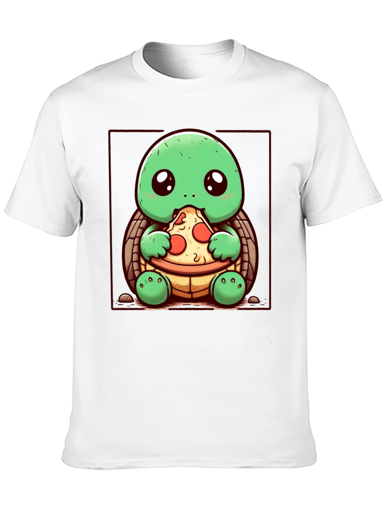 Turtle Eating Pizza Graphic T-Shirt