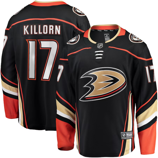 Men's Anaheim Ducks Alex Killorn #17 Black Home Breakaway Jerseys