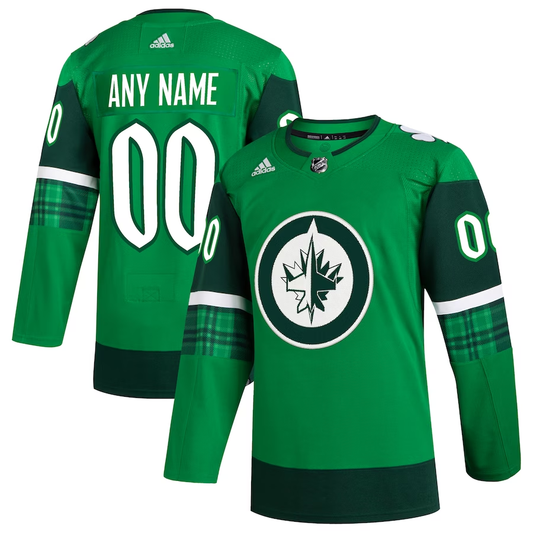 Men's Winnipeg Jets Kelly Green St. Patrick's Day Authentic Custom Jerseys