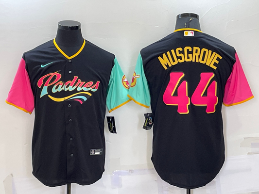 Men's San Diego Padres Joe Musgrove #44 Black Stitched Jerseys