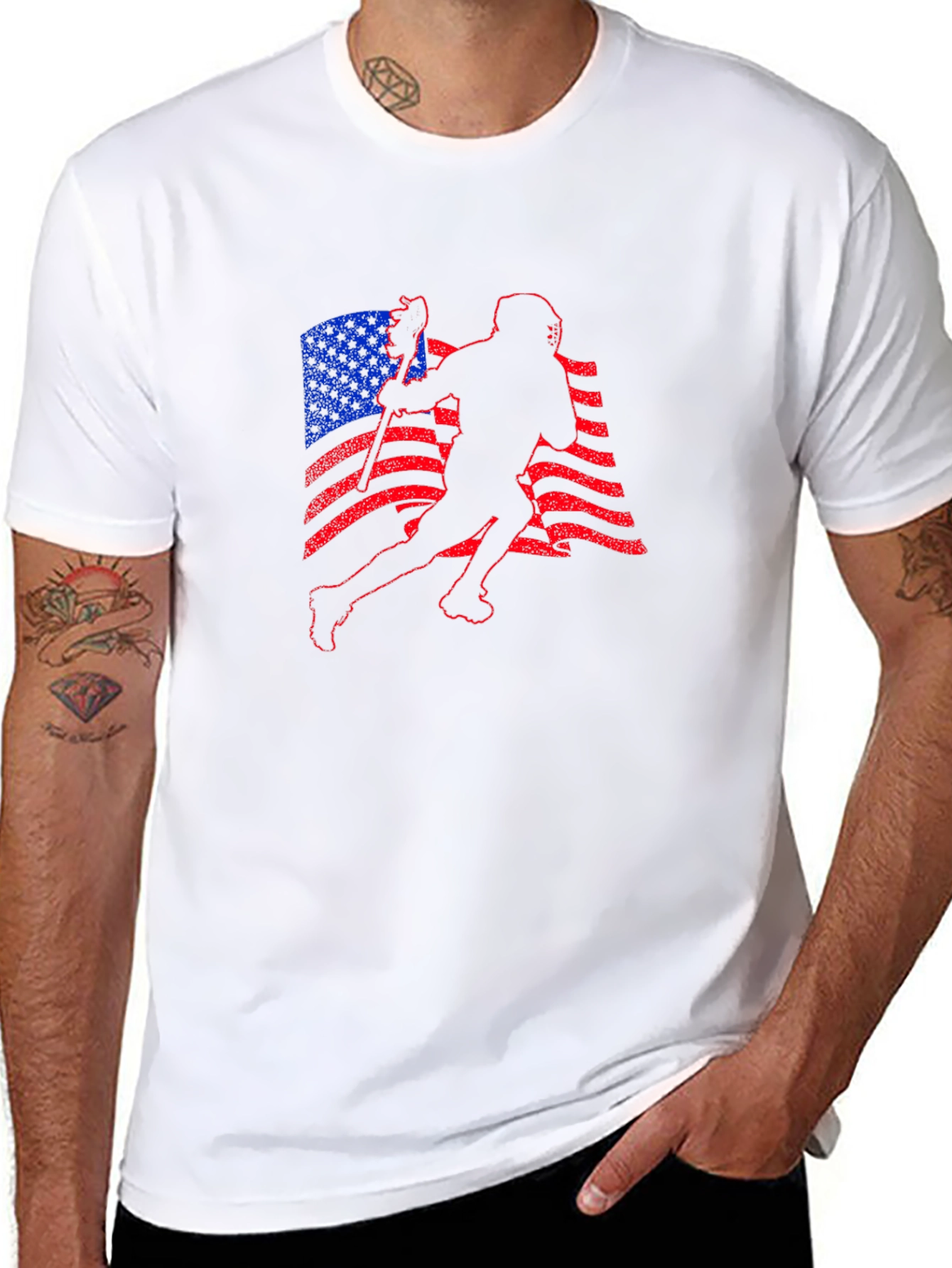 Lacrosse American Flag Graphic T-Shirt