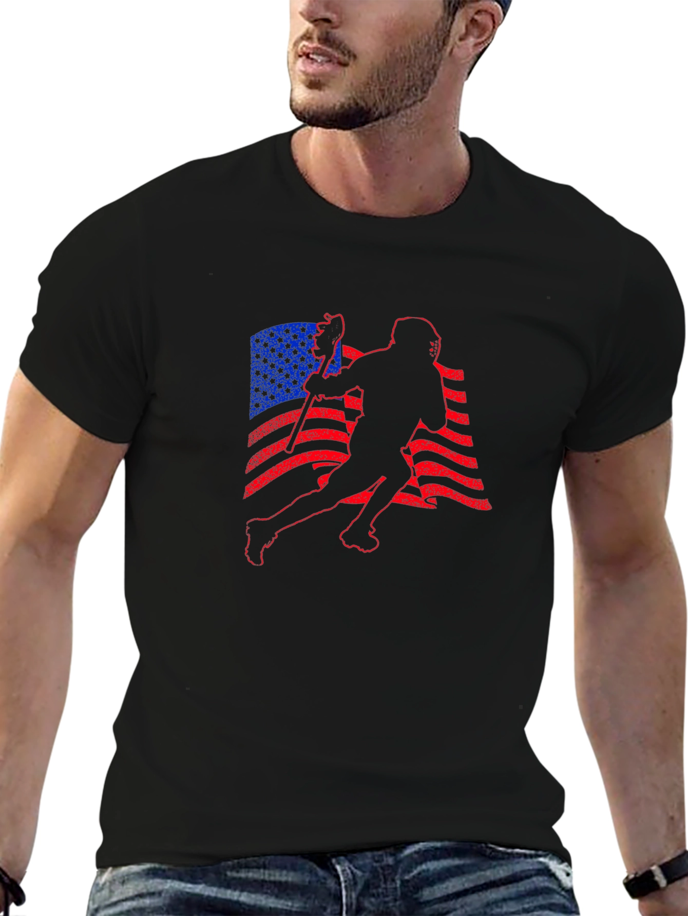 Lacrosse American Flag Graphic T-Shirt