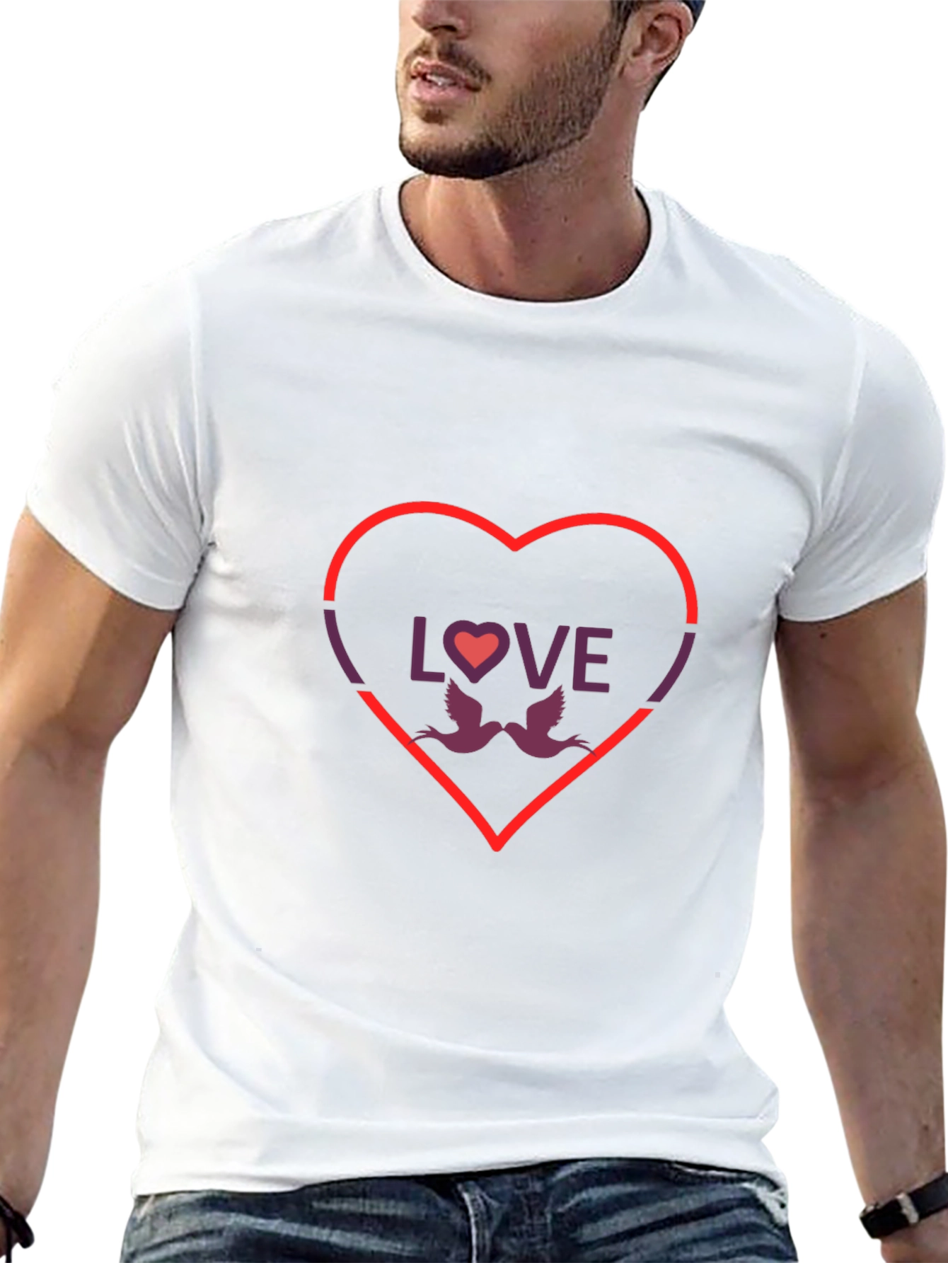 Love Birds Graphic Tee - Valentines Day Heart T-Shirt