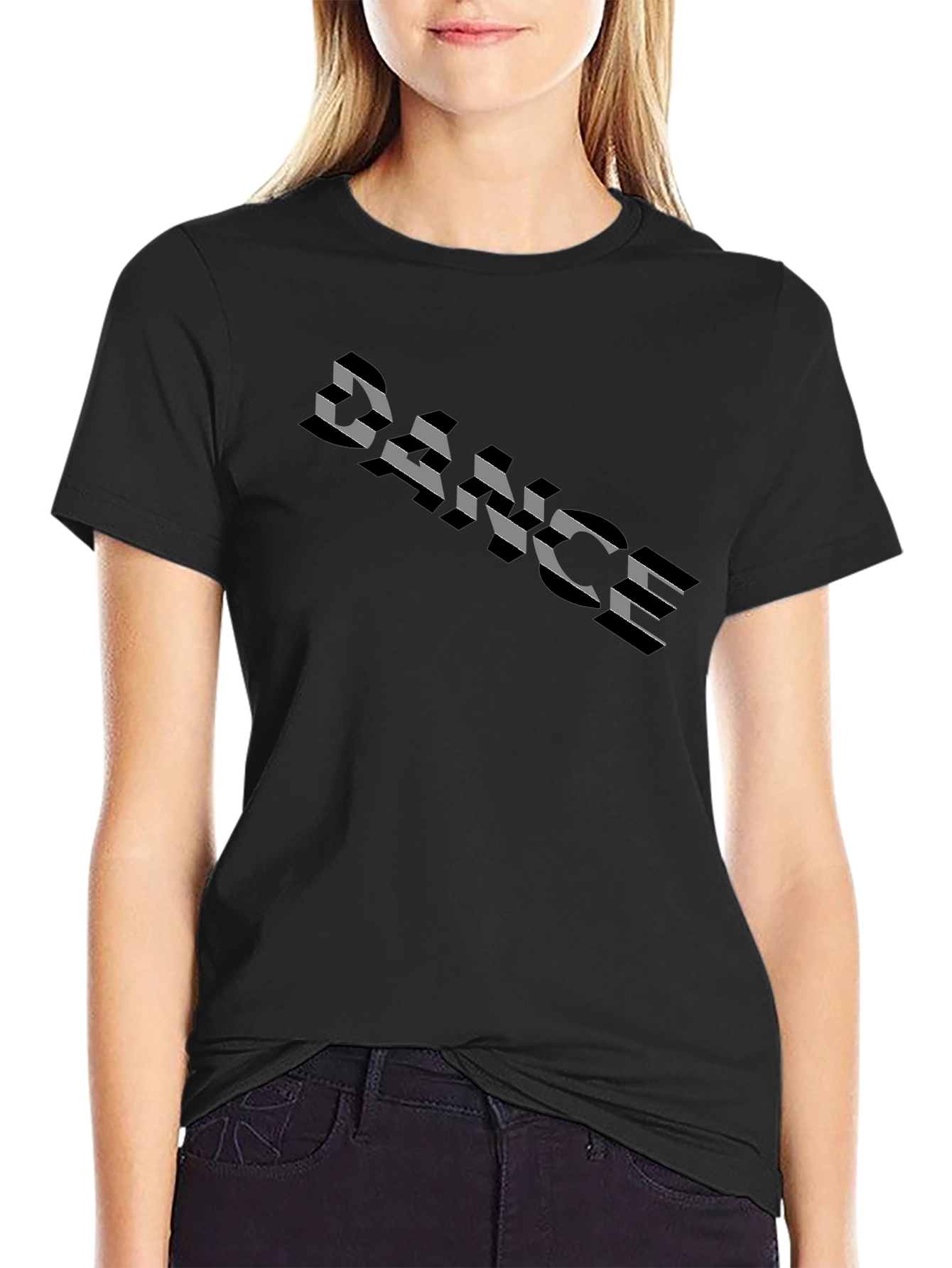 Dance T-Shirt - Black Cotton Tee with Graphic Print