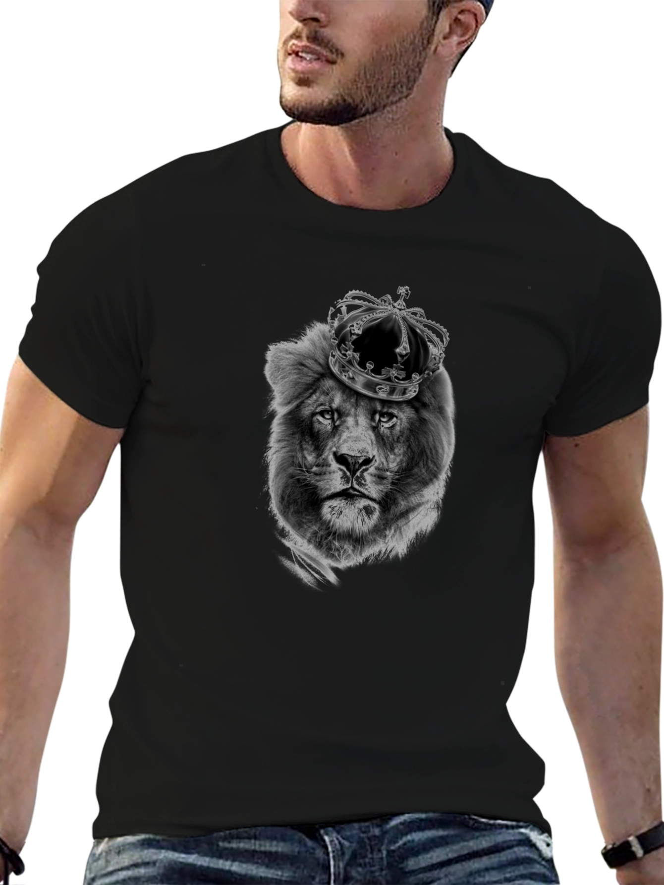 King Lion Graphic Tee - Black Cotton T-Shirt