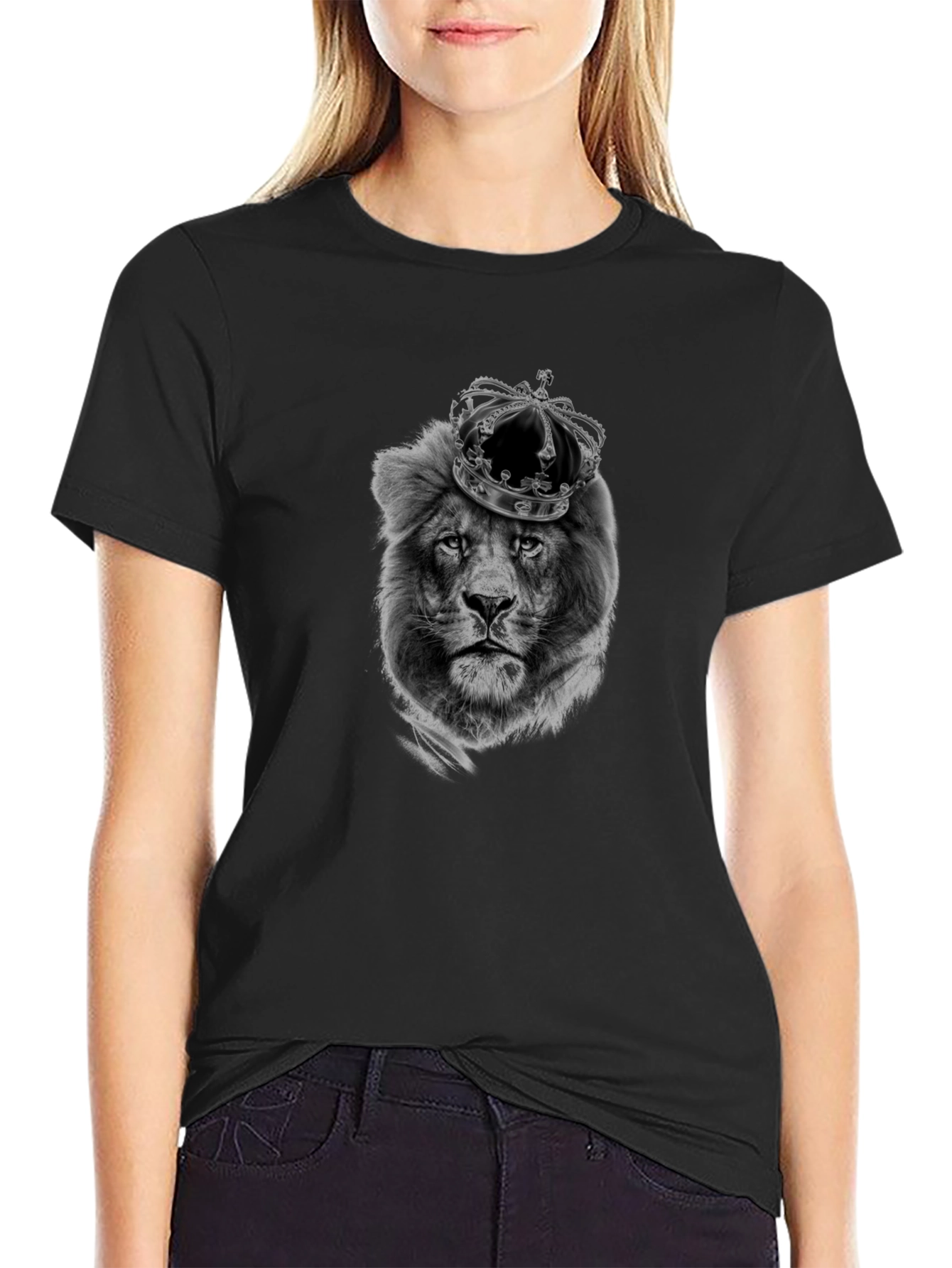 King Lion Graphic Tee - Black Cotton T-Shirt