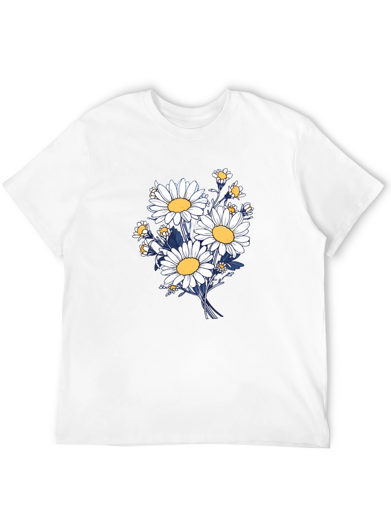 Daisy Bouquet Graphic Tee - Black Cotton Comfort